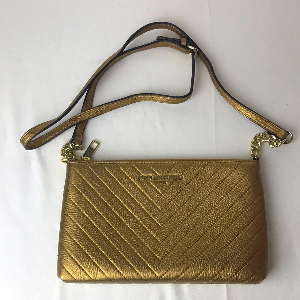 Karl Lagerfeld Paris  gold cross body bag NWOT
